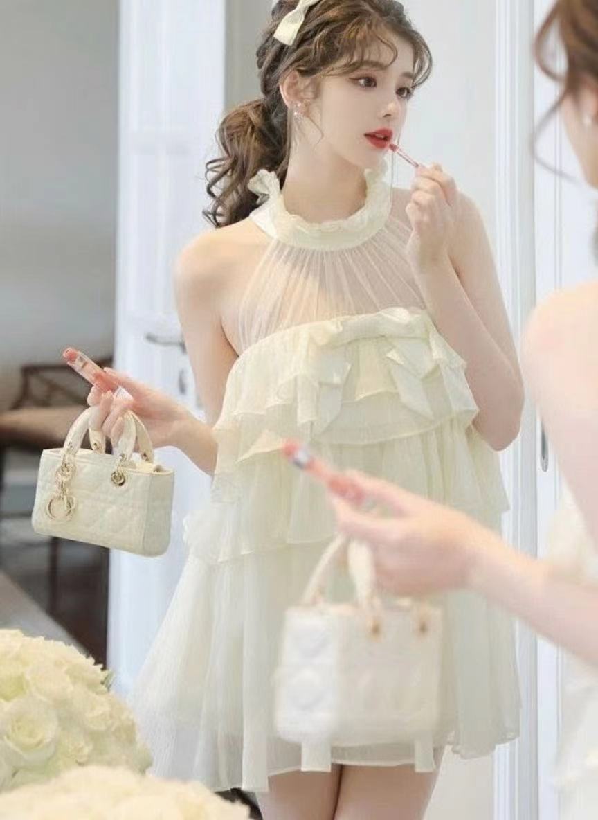 Cute Tiered layered sleeveless mini skirt style short prom and party dress