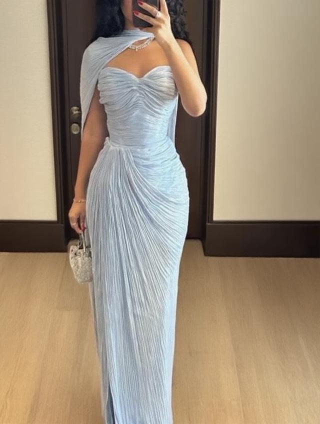 Blue Chiffon Special Occasion sleeveless Gown