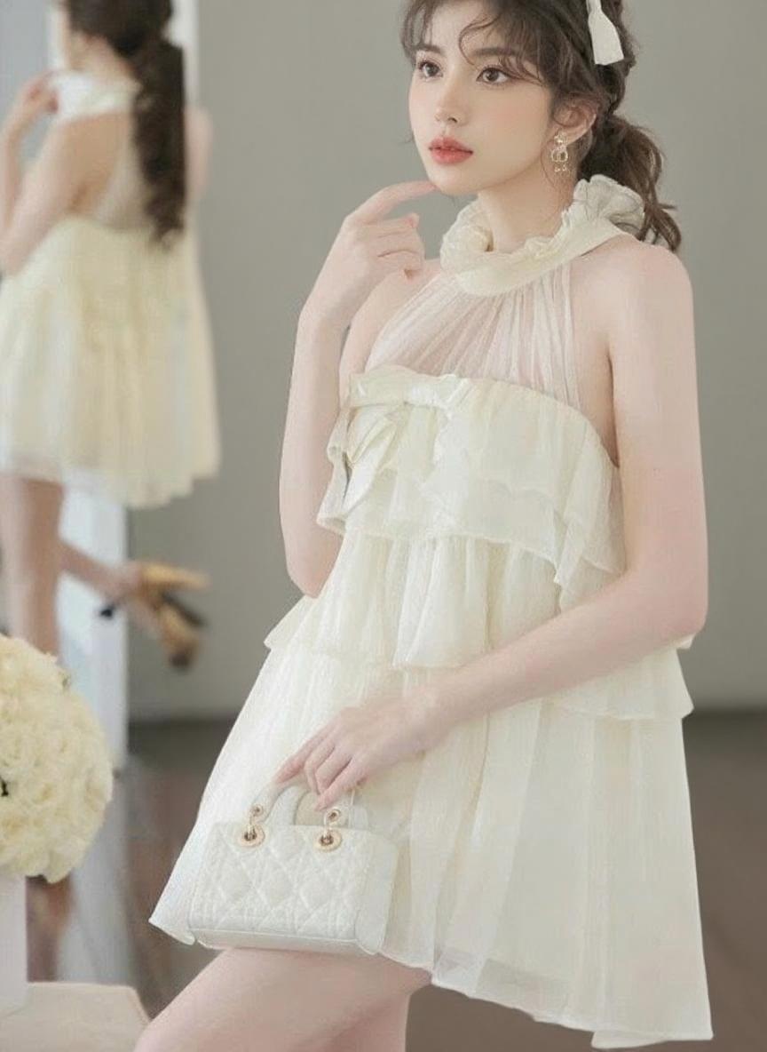 Cute Tiered layered sleeveless mini skirt style short prom and party dress