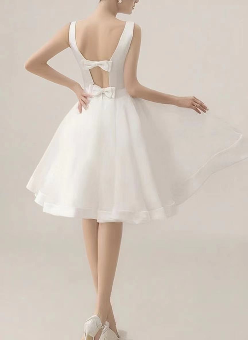 Satin and Organza high neck sleeveless short length party dress