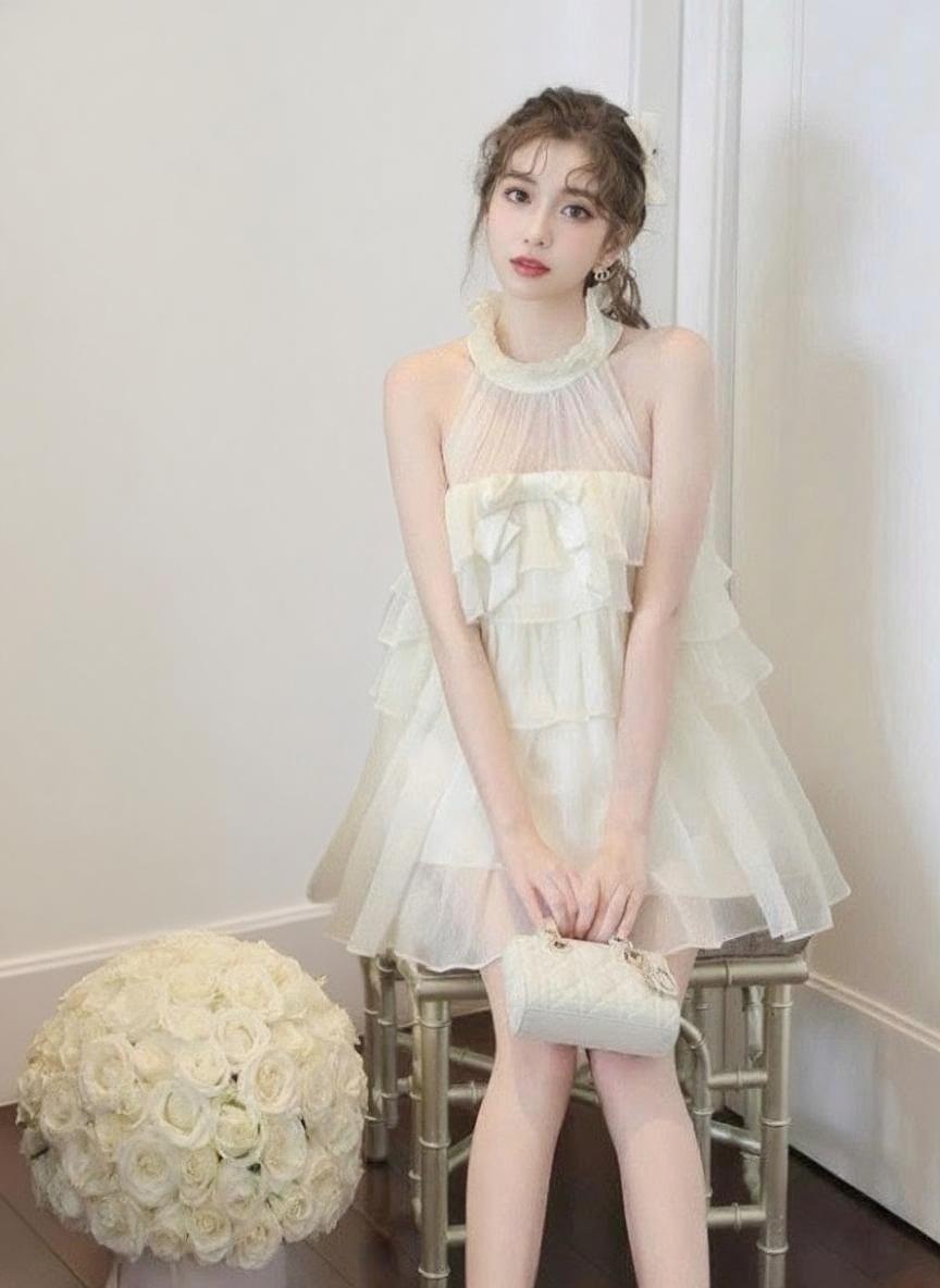 Cute Tiered layered sleeveless mini skirt style short prom and party dress