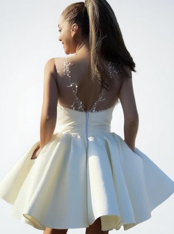 Short length deep V neck party dress