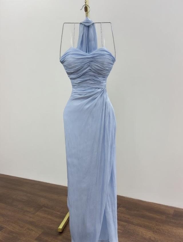 Blue Chiffon Special Occasion sleeveless Gown