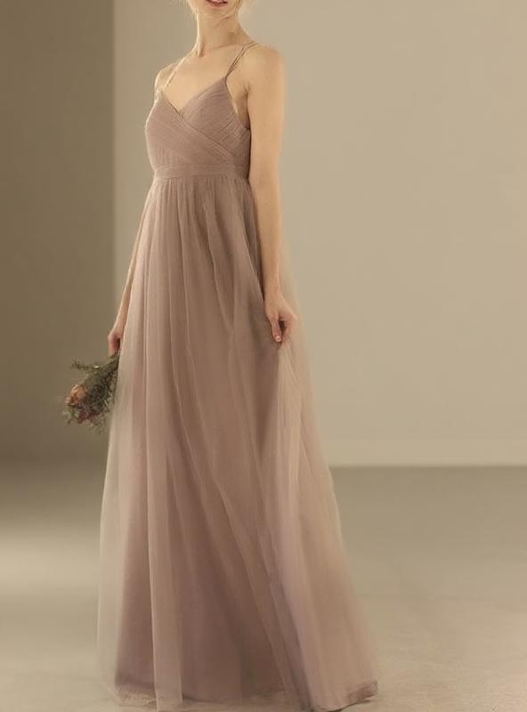 Spaghetti straps Chiffon floor length lace designed back party and prom dress
