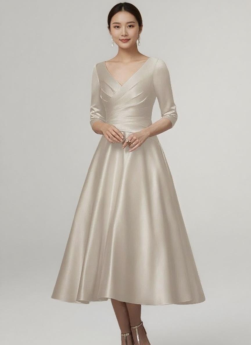 Elegant looking long sleeve party dress