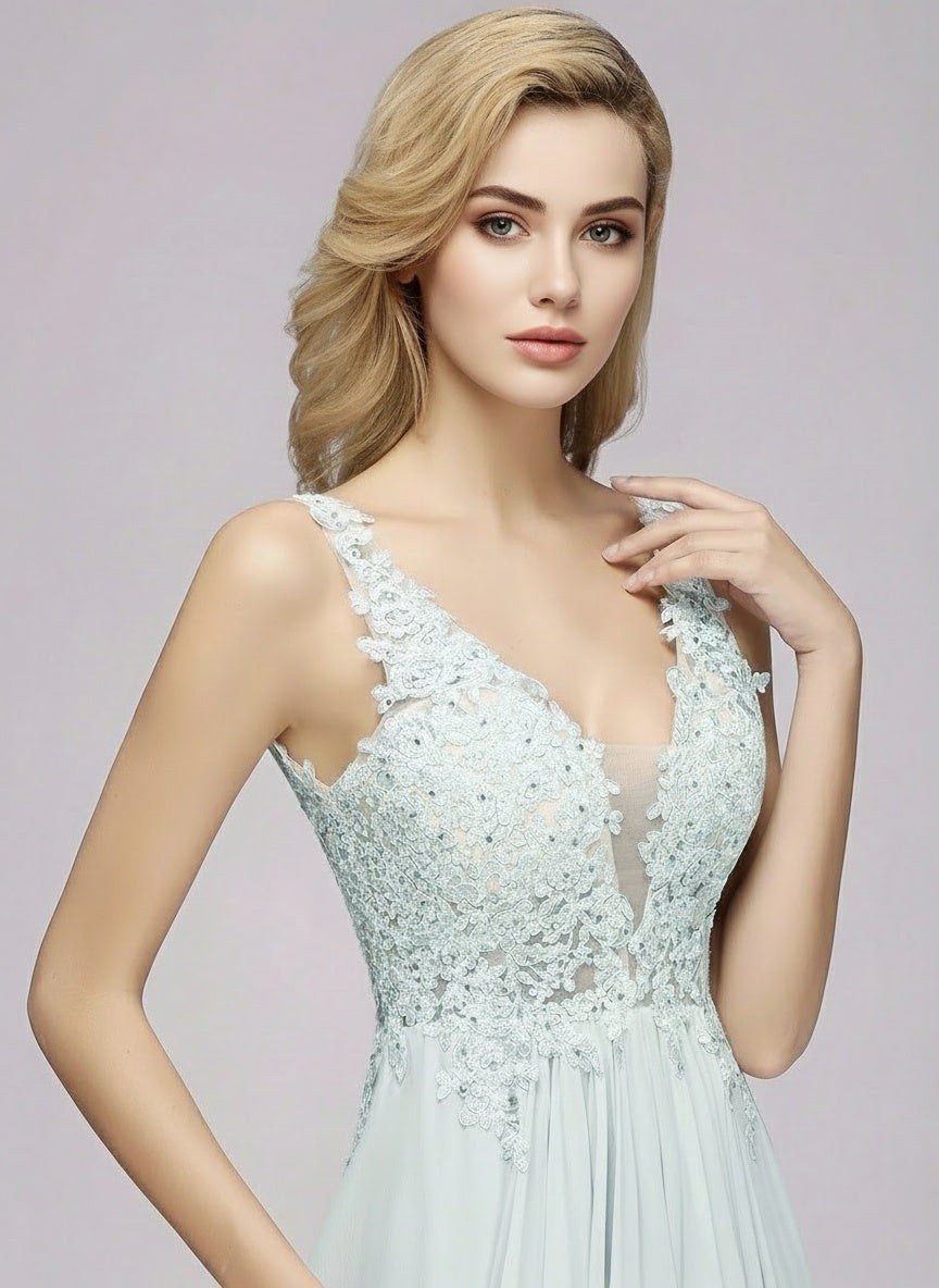 Delicate lace designed party gown