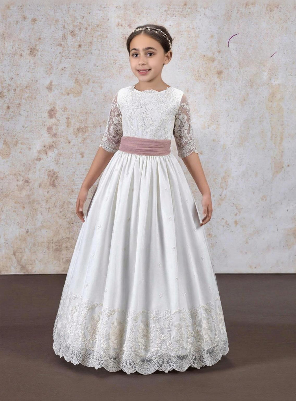 Floral laced full sleeve gorgeous baby dress