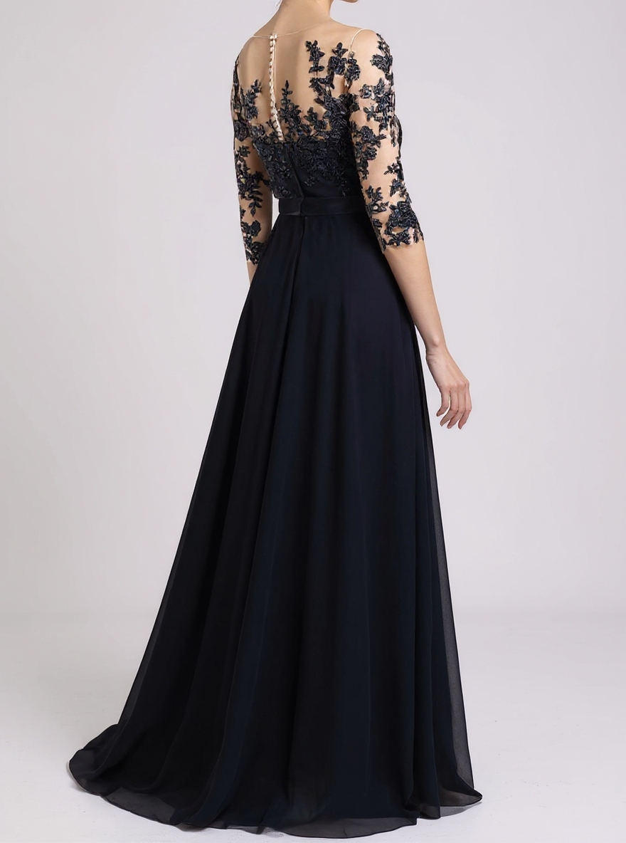 Deep Blue floral lace pant style suit party dress