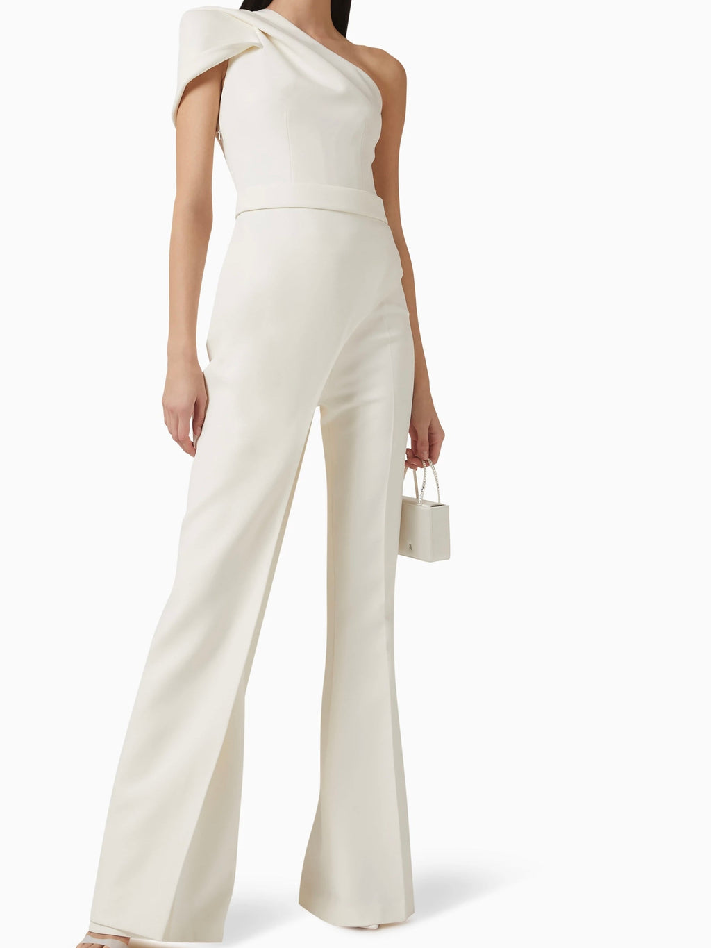 One shoulder casual jumsuit with belt