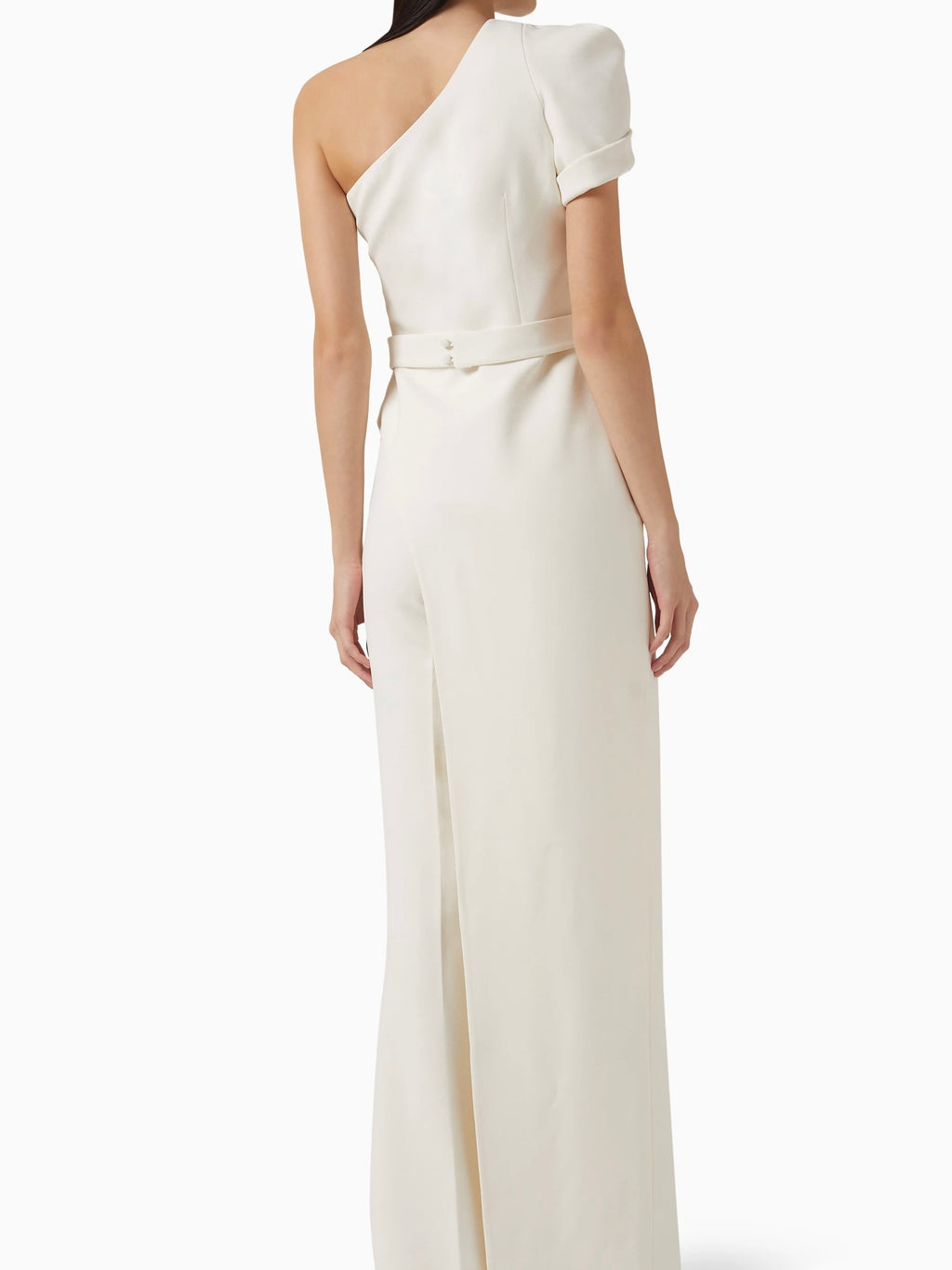 One shoulder casual jumsuit with belt
