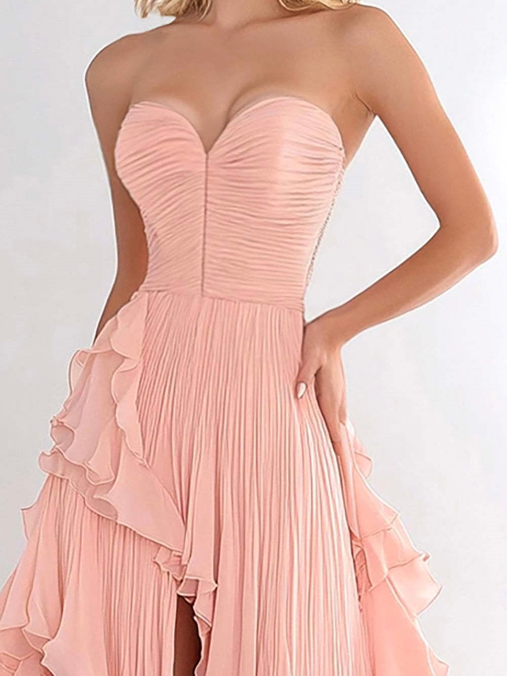 Off the shoulder Chiffon Ruffled Long Prom Dress