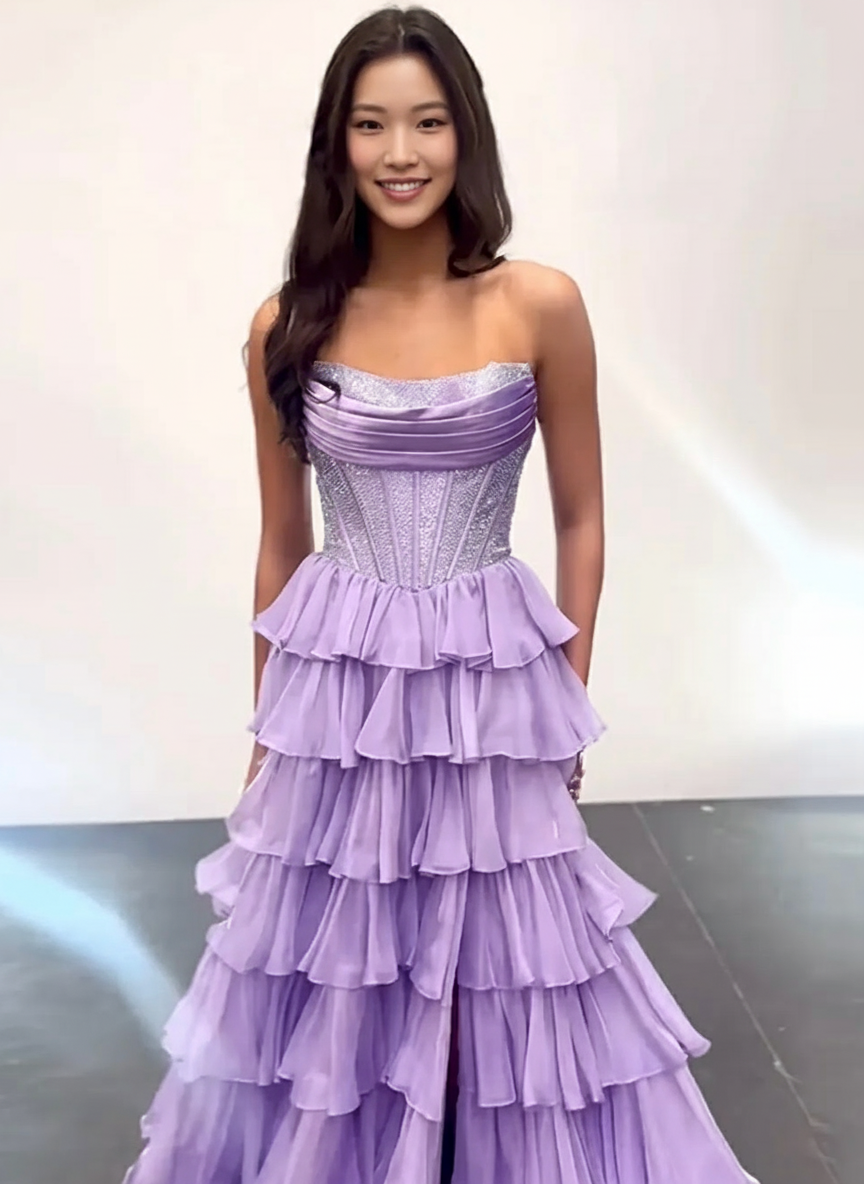 Strapless off shoulder Tiered Layer party dress