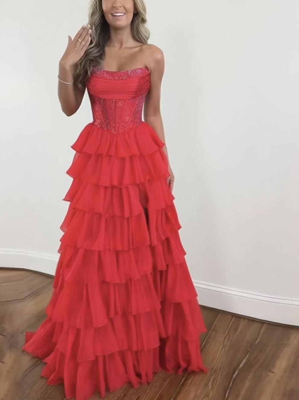 Strapless off shoulder Tiered Layer party dress