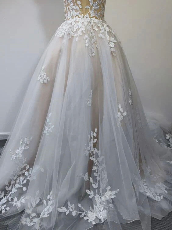 Lace straps sleeveless V neck backless floor length formal dress