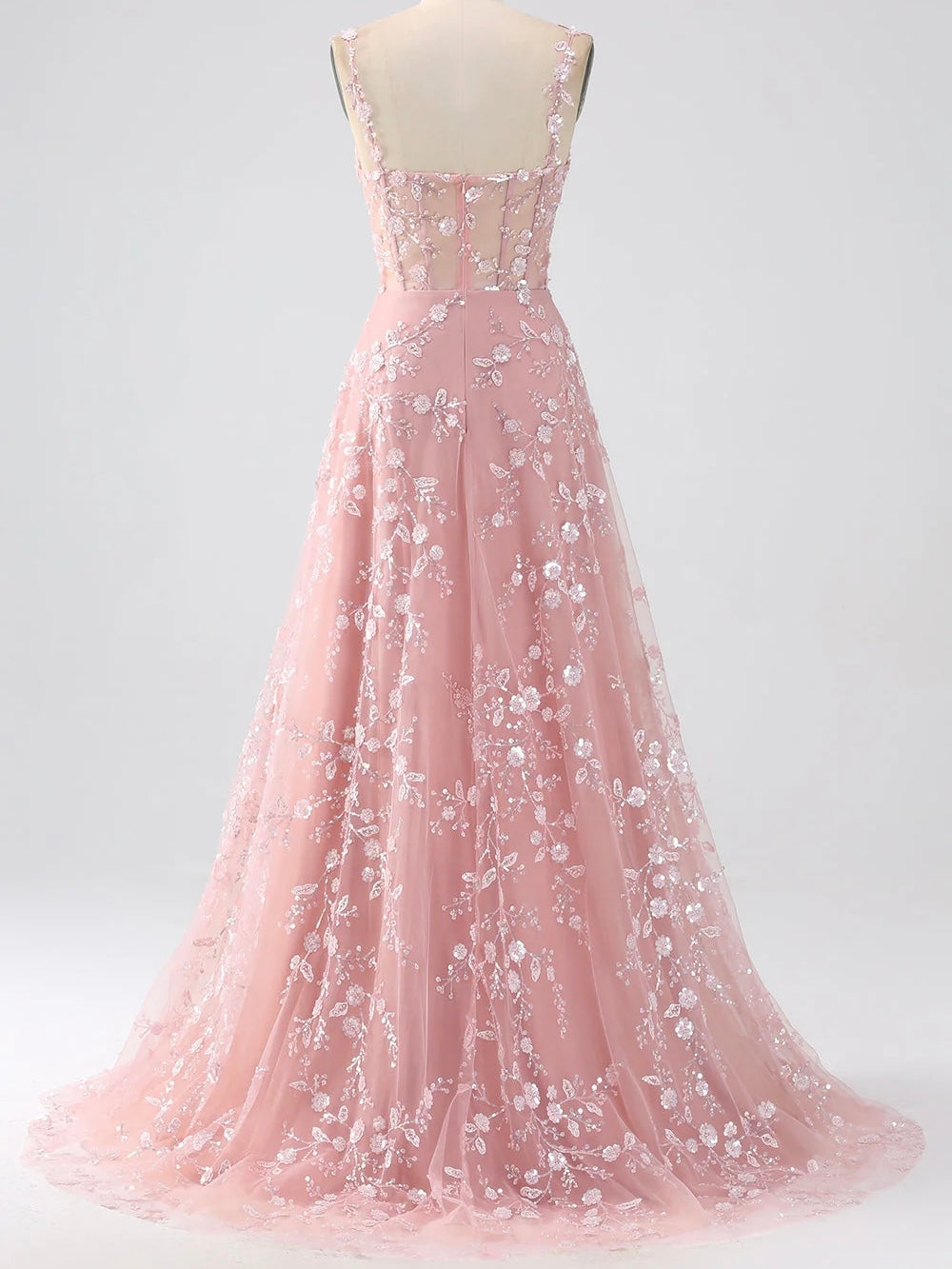 Lace straps semi V neck pretty looking party and prom dress