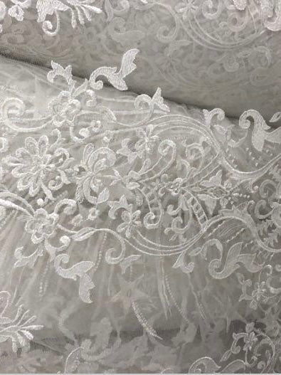 Mermaid style gorgeously lace design bodice off the shoulder short puff sleeve bridal dress  Chapel length