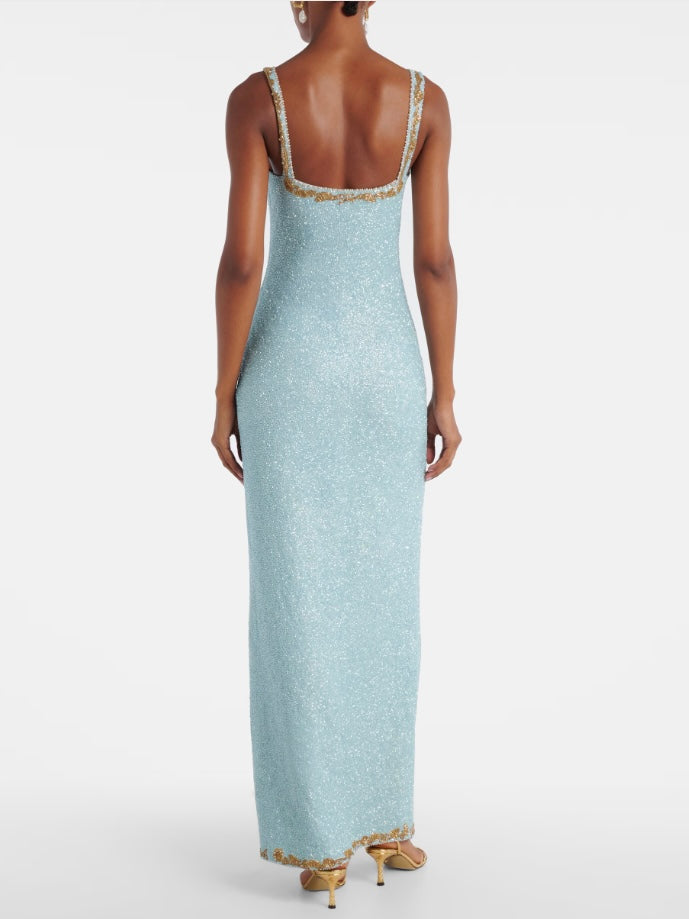 Asterias embellished gown in blue