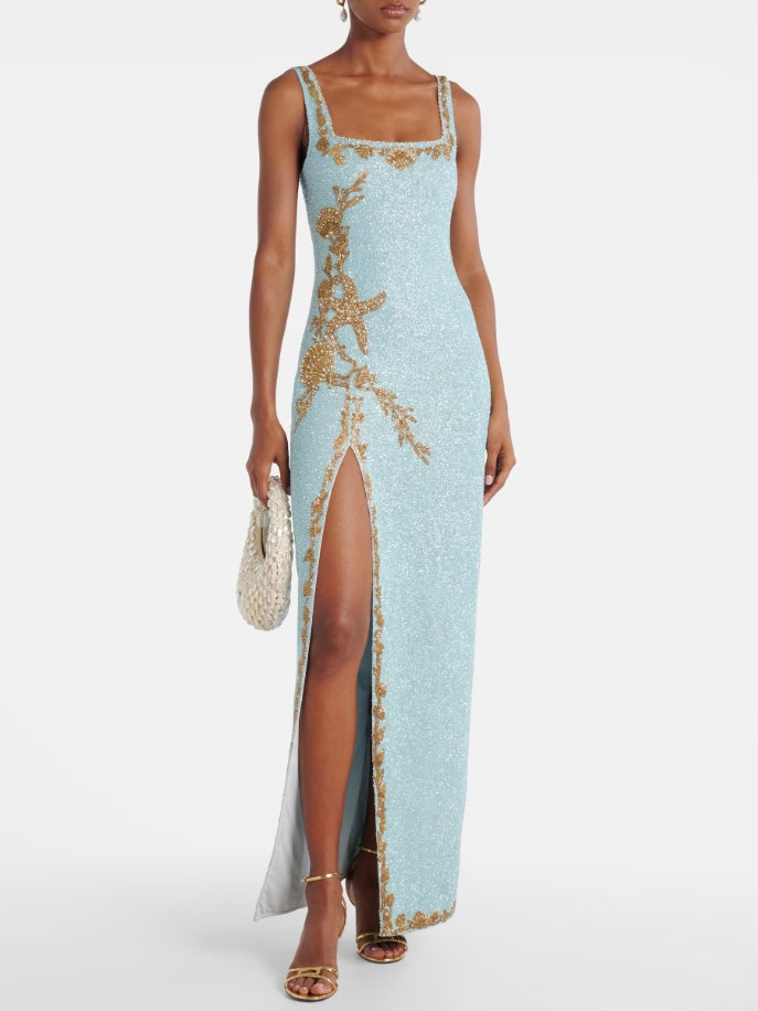 Asterias embellished gown in blue