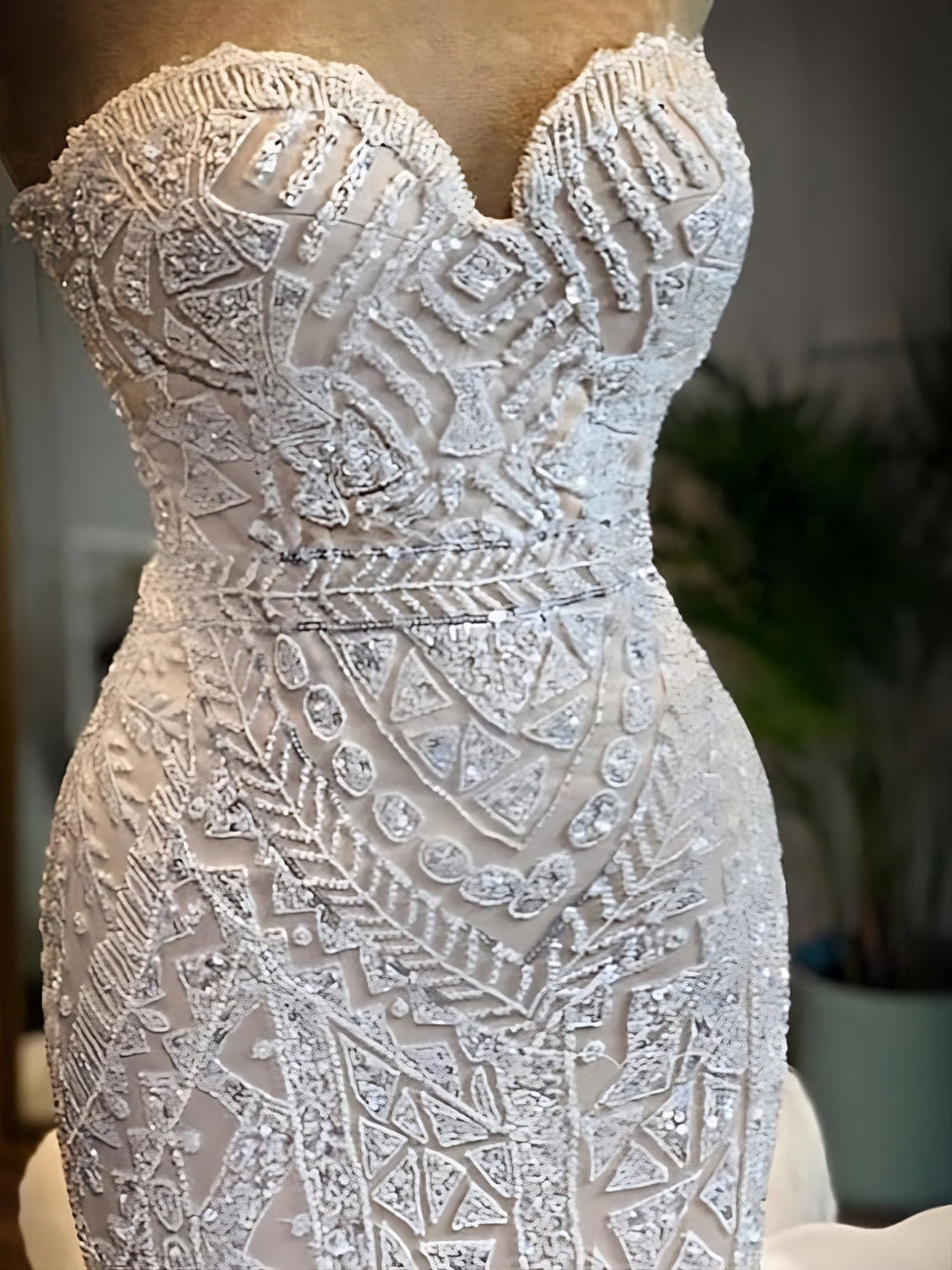 Monarch length sleeveless off the shoulder lace designed floral designed gorgeous bridal dress.