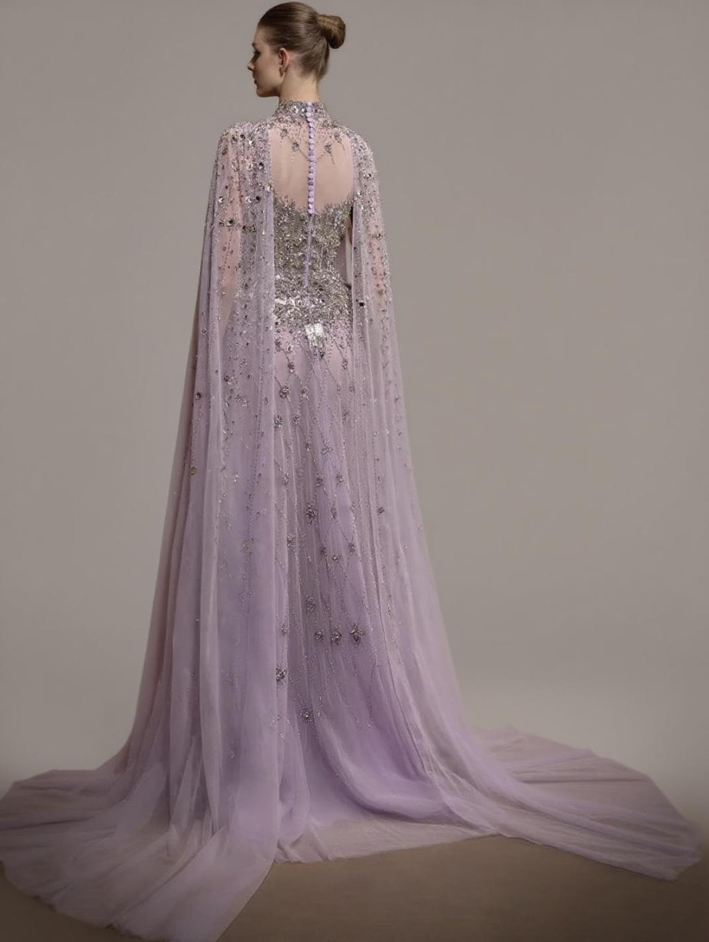 High Neck full sleeve with stunning Crystal Beaded Detailing party dress