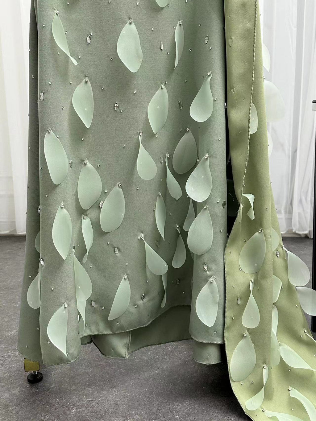 Uniquely designed Embroidery and side cape floor length party and ceremony dress