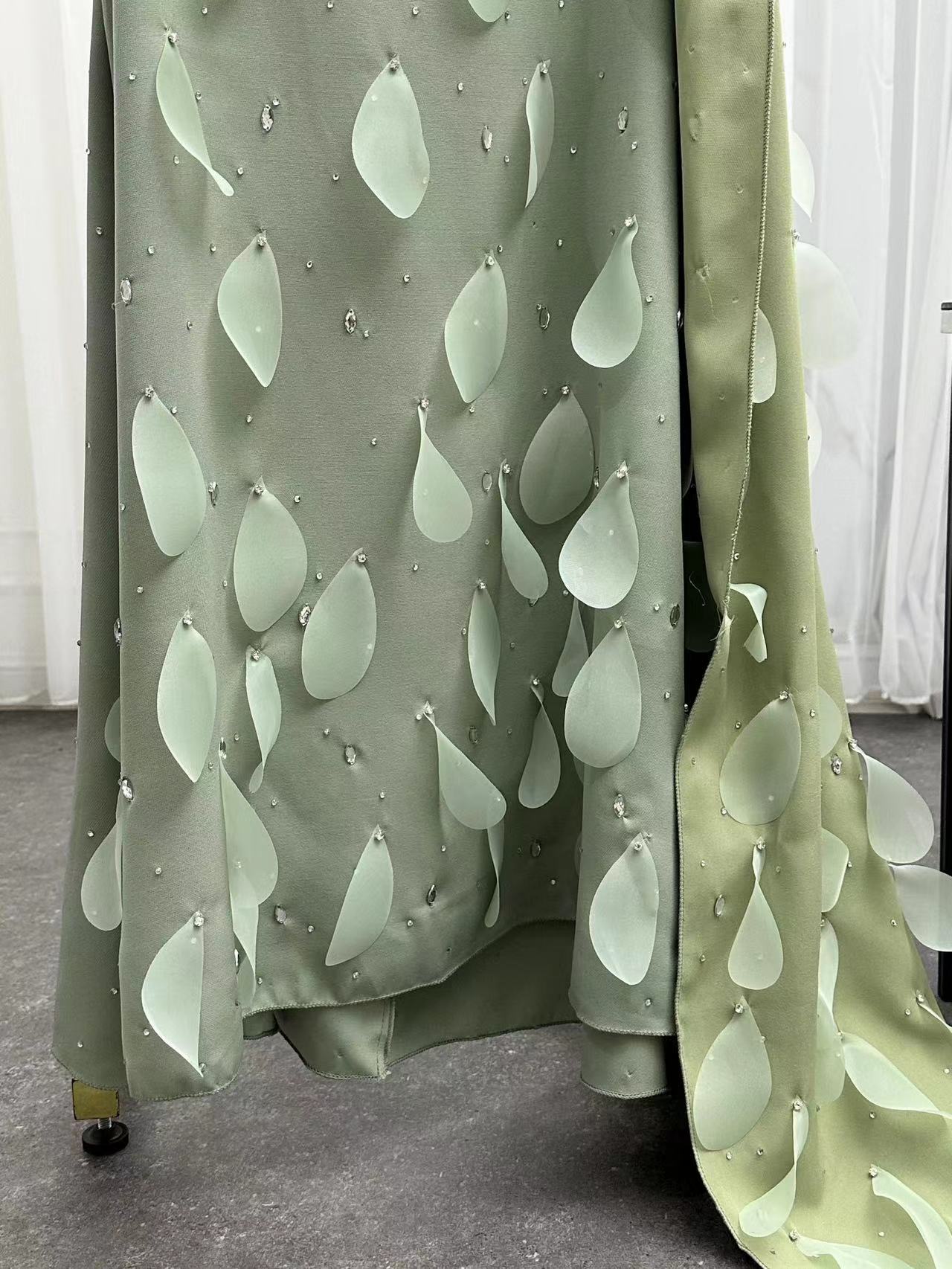 Uniquely designed Embroidery and side cape floor length party and ceremony dress