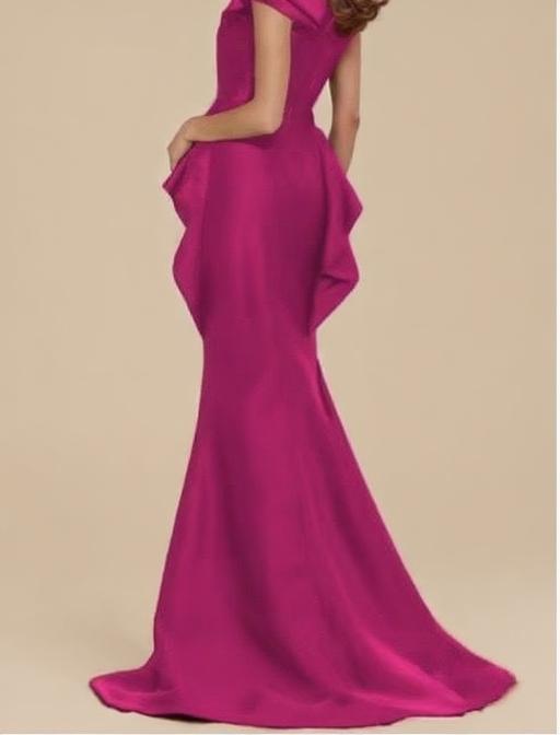 Satin one shoulder floor length sleeveless party and bridesmaid dress