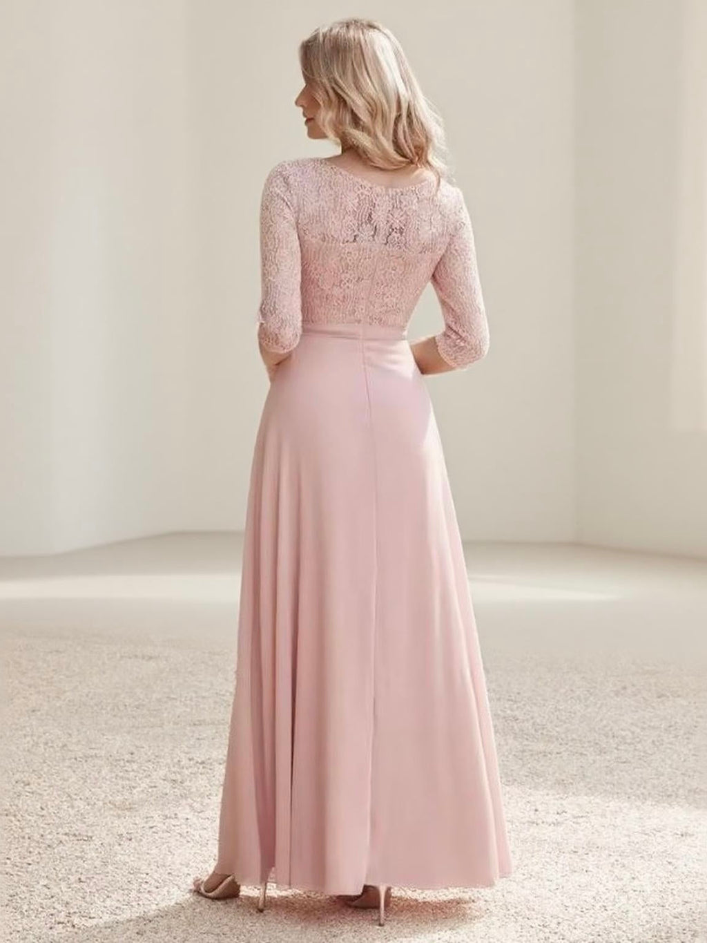 Long Sleeve Floral style evening dress.
