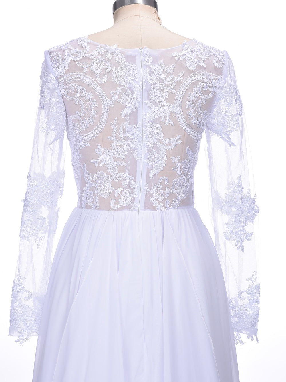 Elegant Full sleeve with lace floral design Sweep length dress
