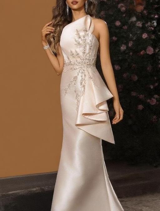 Sleeveless Asymmetric Evening Gown beautifully designed